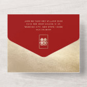 Invitation Tout En Un Rectangle classique Double Bonheur Mariage chinois (Verso)
