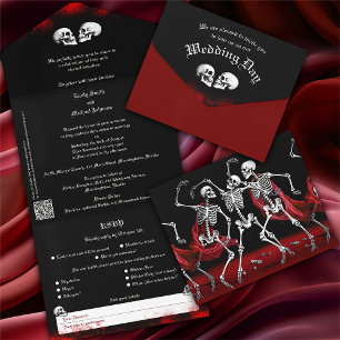 Invitation Tout En Un Red Death Dancing Skeletons Mariage gothique