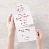 Invitation Tout En Un Red Whimsical Pizza That's Amore Italian Wedding (Déchirure)
