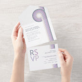 Invitation Tout En Un Refined Lines Geometric Wedding Violet ID983 (Déchirure)