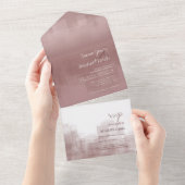 Invitation Tout En Un Réflexions aquarelle Mariage cannelle Rose ID774 (Déchirure)