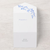 Invitation Tout En Un Regency Blue Leafy Monogram Crest Mariage (Dehors)