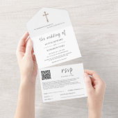 Invitation Tout En Un Religieux blanc | Code QR Mariage (Déchirure)