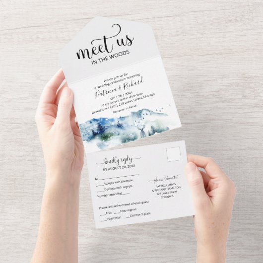 Invitation Tout En Un Rencontrez-Nous Dans La Forêt Boisée Mariage Extér (Déchirure)