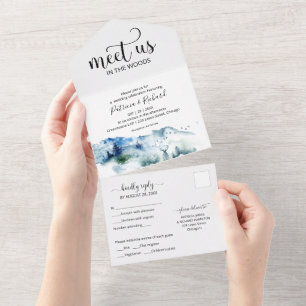 Invitation Tout En Un Rencontrez-Nous Dans La Forêt Boisée Mariage Extér