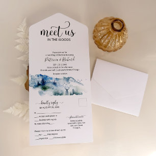 Invitation Tout En Un Rencontrez-Nous Dans Les Bois Forêt Mariage Extéri