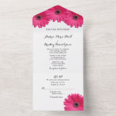 Invitation Tout En Un Réponse au Mariage Fleurale de Gerbera Rose (À l'intérieur)
