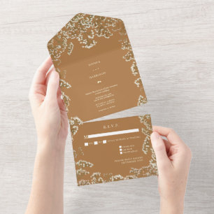 Invitation Tout En Un Réponse de mariage Baby's Breath Goldenrod 