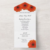 Invitation Tout En Un Réponse de mariage floral au gérbera orange (À l'intérieur)