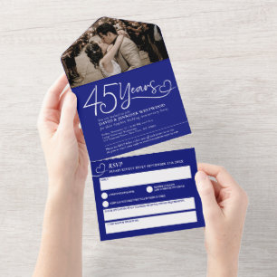 Invitation Tout En Un Réponse photo pour le repas du 45ème anniversaire