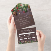 Invitation Tout En Un Réponse pour la fête de Noël rustique (Déchirure)