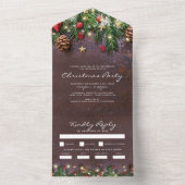 Invitation Tout En Un Réponse pour la soirée de Noël rustique (À l'intérieur)