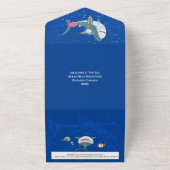 Invitation Tout En Un Requin nageant bleu océan sous la mer fête (Dehors)