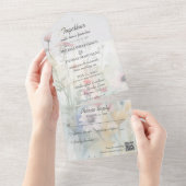 Invitation Tout En Un Ressort Fleur sauvage aquarelle avec code QR (Déchirure)