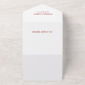 Invitation Tout En Un Retro 1950s Wavy Edge Mariage rouge foncé (Dehors)