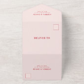 Invitation Tout En Un Retro Bold rose & rouge QR Code RSVP Mariage tenda (Dehors)