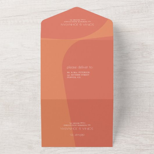 Invitation Tout En Un Retro brûlé orange audacieux PHOTO rsvp mariage (Dehors)