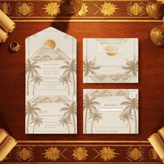 Invitation Tout En Un Retro Pyramids Of Giza Egypt Destination Wedding
