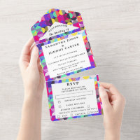 Retro Vintage années 1980 Colorful Motif Mariage