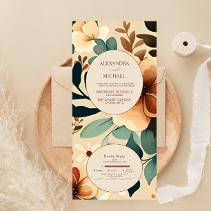 Invitation Tout En Un Rétro Vintage Années Soixante Mariage Terracotta