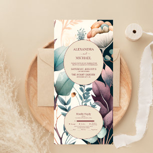 Invitation Tout En Un Rétro Vintage Années Soixante Terre Cuite Mariage