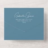 Invitation Tout En Un Revêtement photo moderne Mariage bleu Cobalt (Verso)