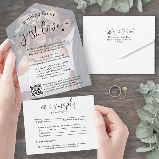 Invitation Tout En Un Rien De Fancy Just Love Elopement Réception Photo