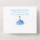 Invitation Tout En Un Robe Bleue Douce 16 Floral Seize Fille Élégante (Verso)