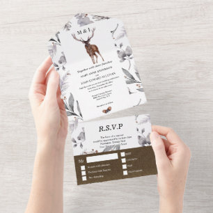 Invitation Tout En Un Robe de campagne rustique cascade feuillage tout d