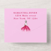 Invitation Tout En Un Robe Rose Douce 16 Floral Seize Fille Élégante A (Verso)