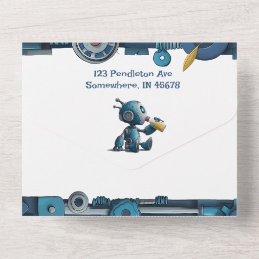 Invitation Tout En Un Robot se prépare pour Baby & Livres (Verso)