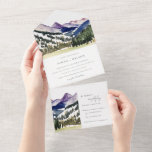 Invitation Tout En Un Rocky Snow Mountain Watercolor Landscape Wedding<br><div class="desc">Rocky Pine Mountain Watercolor Landscape Theme Collection.- it's an elegant script watercolor Illustration of Rocky Pine Forest Mountain Landscape,  perfect for your mountain destination wedding & parties. It’s very easy to customize,  with your personal details. If you need any other matching product or customization,  kindly message via Zazzle.</div>