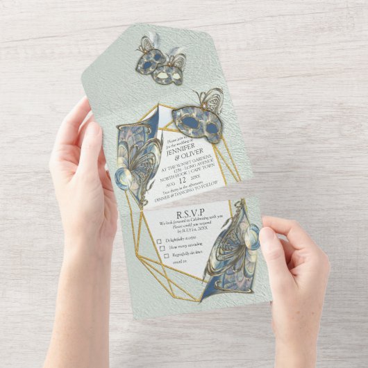 Invitation Tout En Un Rococo Romantique riche tout en un mariage Inviter (Déchirure)