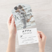 Invitation Tout En Un Romantic Calligraphy Monogram Photo Wedding  (Déchirure)