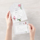 Invitation Tout En Un Romantic Chic French Rose Botanical Wedding (Déchirure)