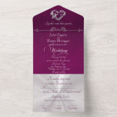 Invitation Tout En Un Romantic Heart & Calligraphy - Purple/Silver (À l'intérieur)