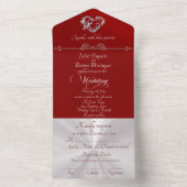 Invitation Tout En Un Romantic Heart & Calligraphy - Red/Silver (À l'intérieur)