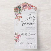 Invitation Tout En Un Romantique Blush Mauve Sage Floral Tout en un (À l'intérieur)