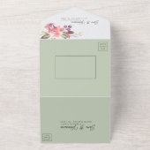 Invitation Tout En Un Romantique Blush Mauve Sage Floral Tout en un (Dehors)