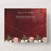 Invitation Tout En Un Romantique bordeaux Blush rose floral Russe Mariag (Verso)