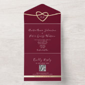 Invitation Tout En Un Romantique Bourgogne QR Code Mariage (À l'intérieur)