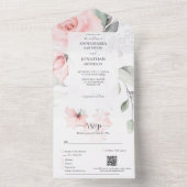 Invitation Tout En Un Romantique Delictic Doux Roses Mariage (À l'intérieur)