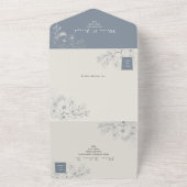 Invitation Tout En Un Romantique Dusty Blue Floral Mariage (Dehors)