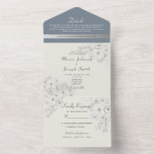 Invitation Tout En Un Romantique Dusty Blue Floral Mariage (À l'intérieur)