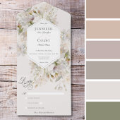 Invitation Tout En Un Romantique Fleurs Blanches & Roses Atténuées Pas d