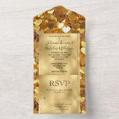 Invitation Tout En Un Romantique Gold Glam Hearts Mariage (À l'intérieur)