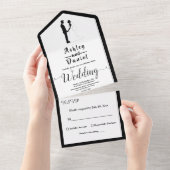 Invitation Tout En Un Romantique Noir et Blanc Classique Mariage (Déchirure)