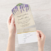 Invitation Tout En Un Romantique Purple Wisteria sur Parchemin rustique (Déchirure)