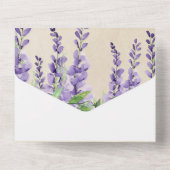 Invitation Tout En Un Romantique Purple Wisteria sur Parchemin rustique (Verso)