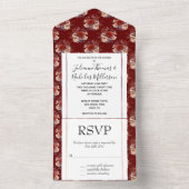 Invitation Tout En Un Romantique Roses Rouges Mariage Floral (À l'intérieur)
